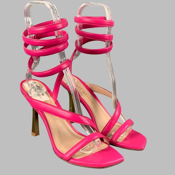 STUART WEITZMAN Size 9 Beatrix Pink Gold Leather Strappy Sandals - Picture 1 of 6